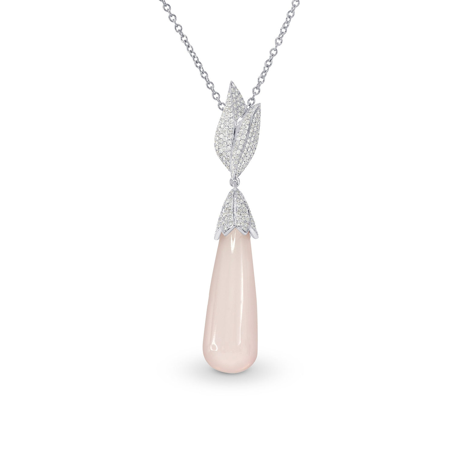 Rose Quartz and Diamond Drop Pendant
