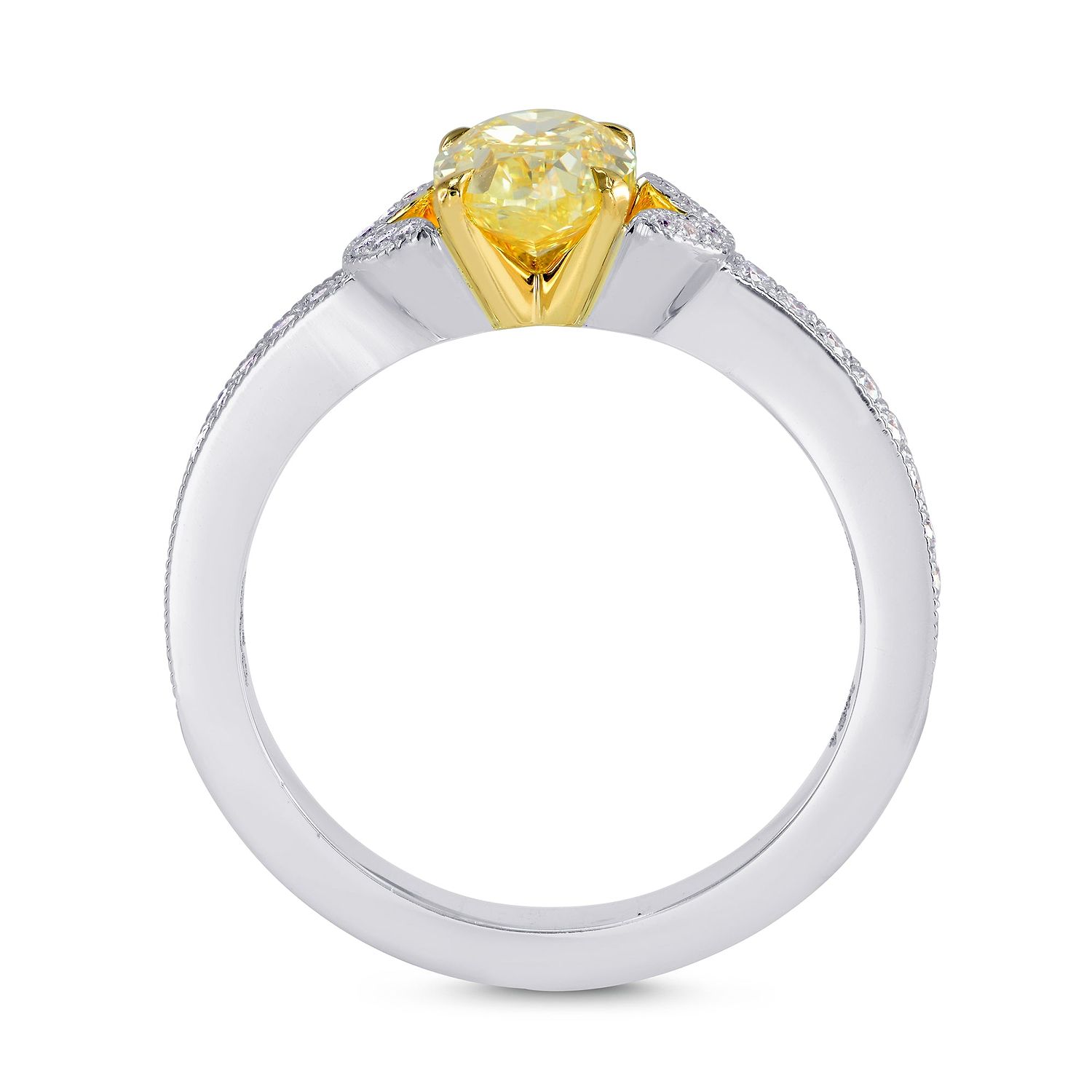 Fancy Intense Yellow Oval & Pave Diamond Ring