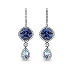 Tanzanite and Aquamarine Diamond Drop Earrings
