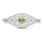 Extraordinary Grayish Greenish Yellow Oval & Rose-cut Diamond Bangle