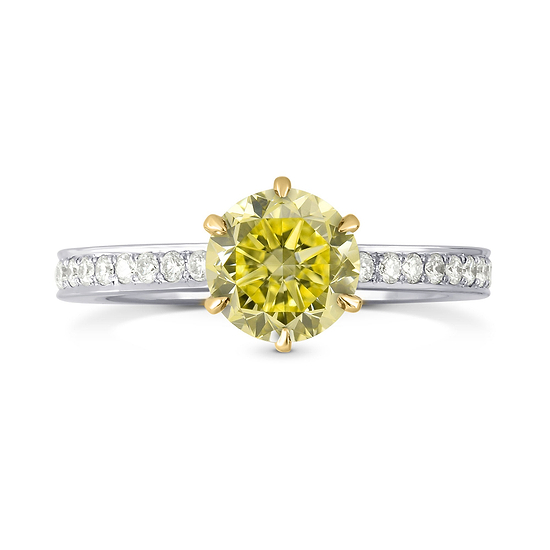 Six Prong Solitaire with Pave Diamond Side-stone Ring Setting