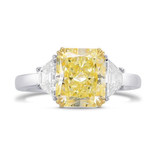 Three Stone Ring Setting with Step Cut Trapezoid Diamonds