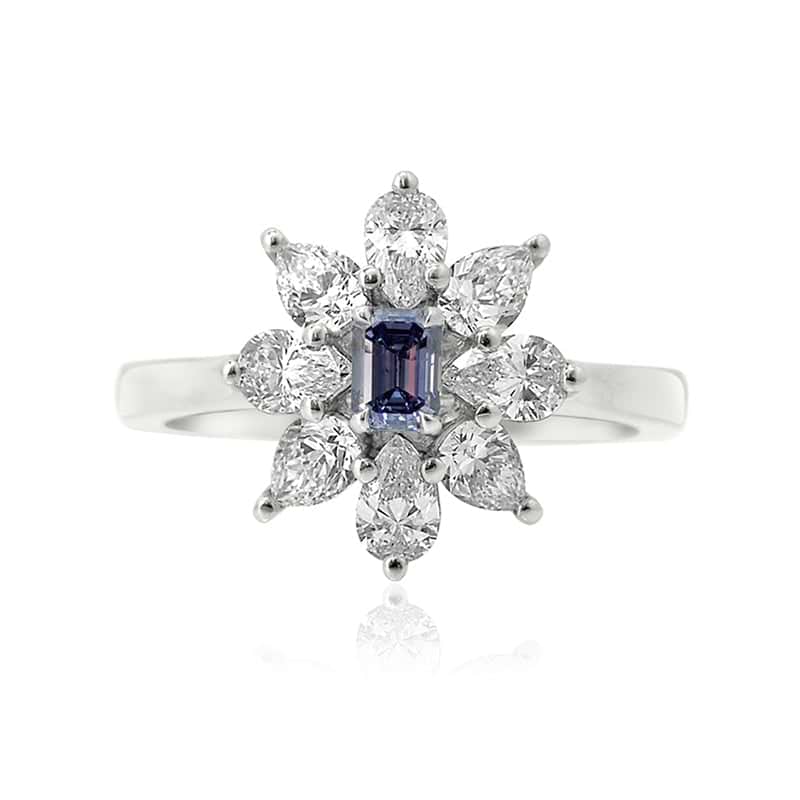 Dress ring setting with Pear Diamond Side-stones
