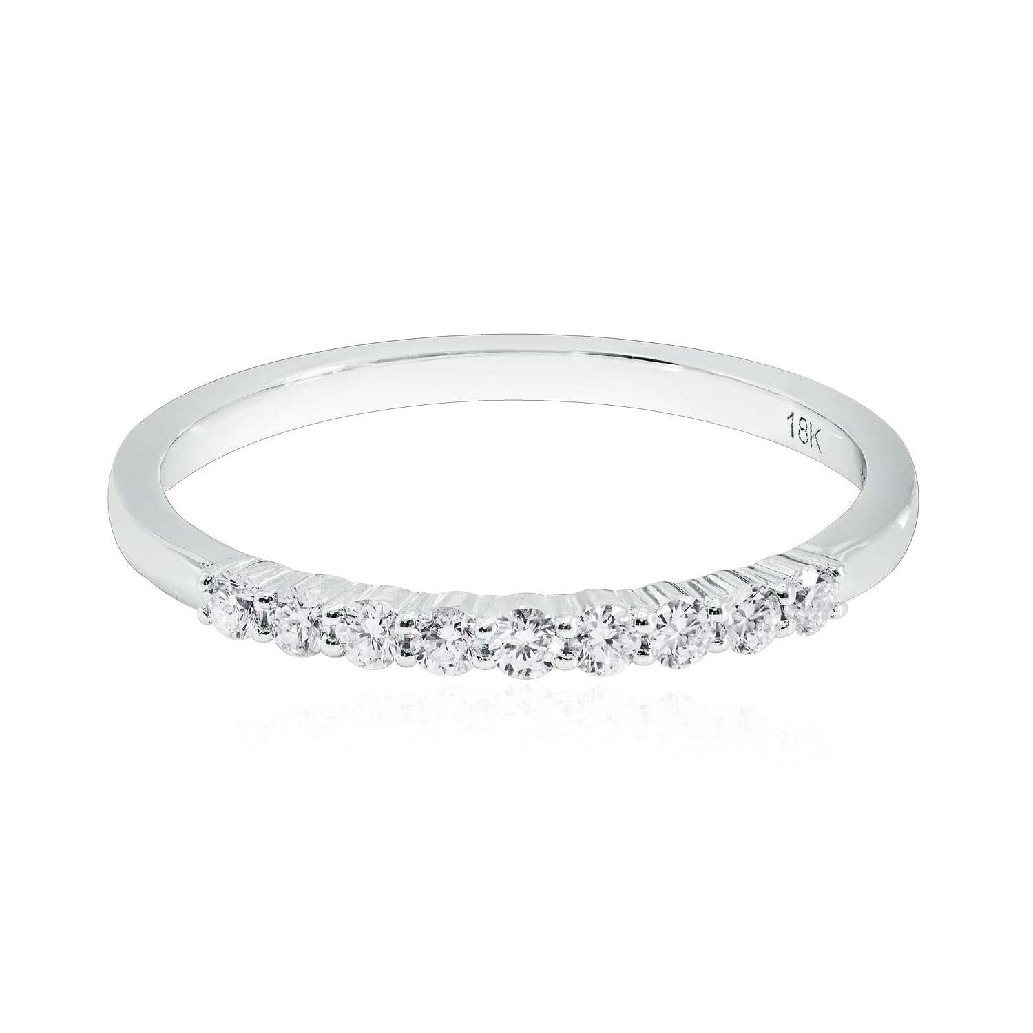 White Diamond 9 Stone Diamond Band Ring
