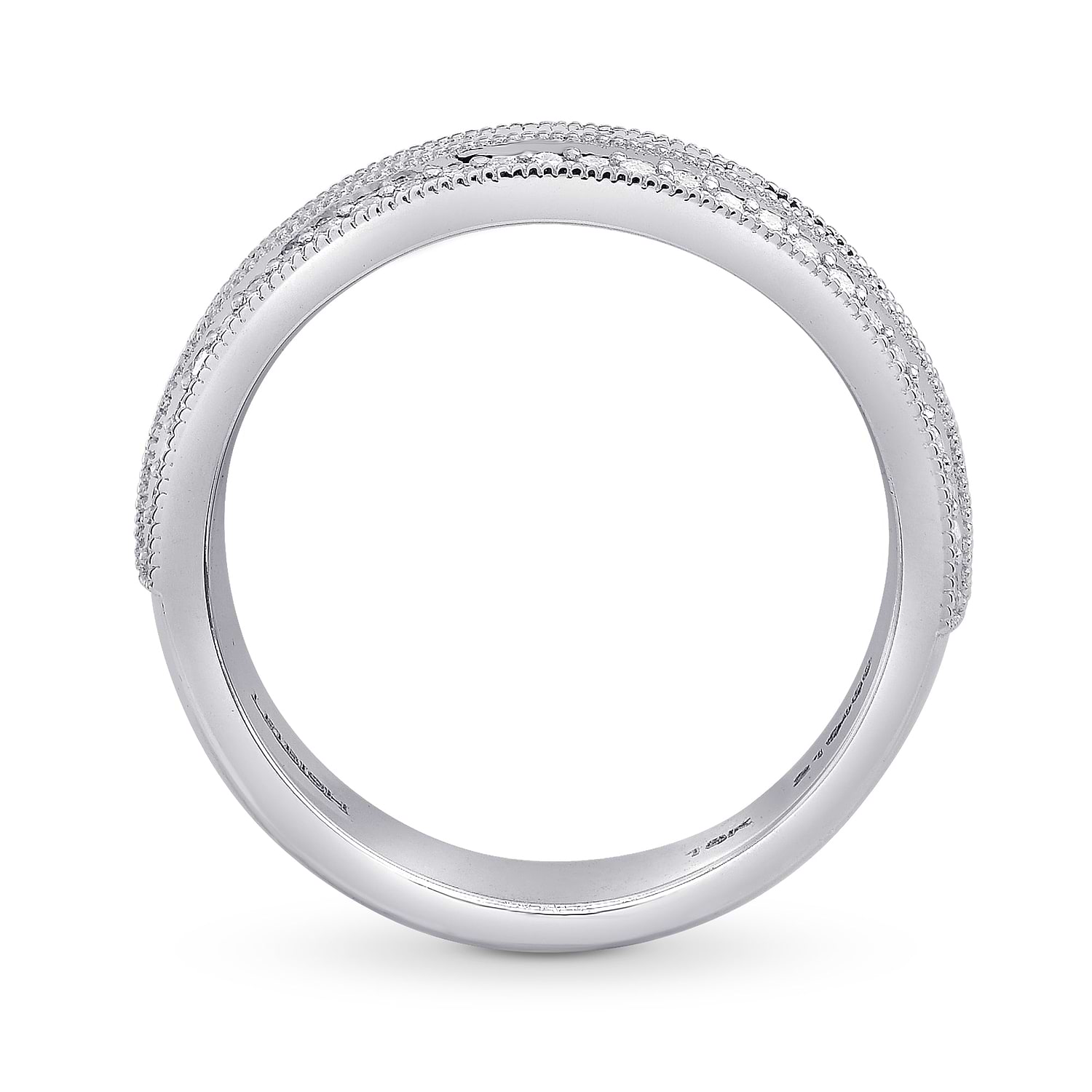 Wide Black Diamond Milgrain Band Ring