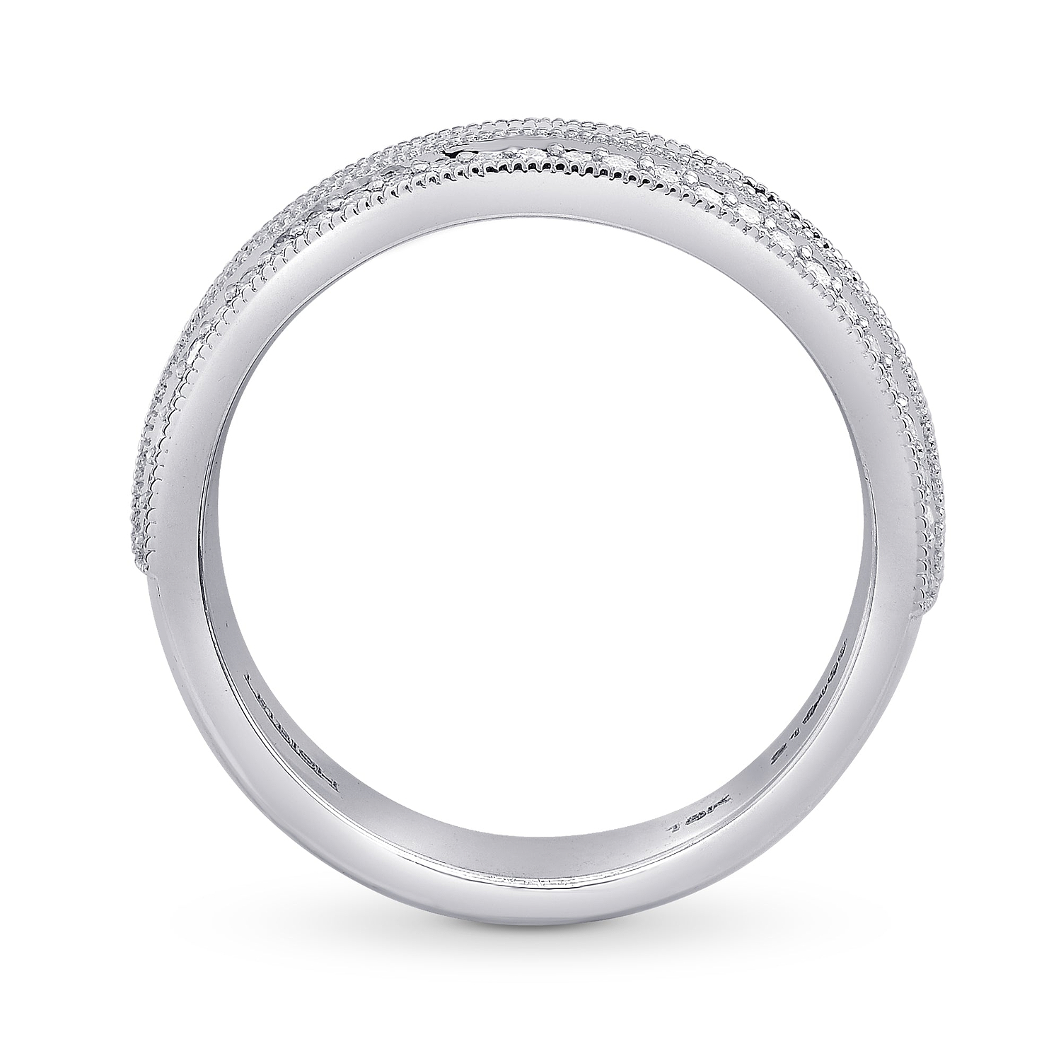 Wide Black Diamond Milgrain Band Ring