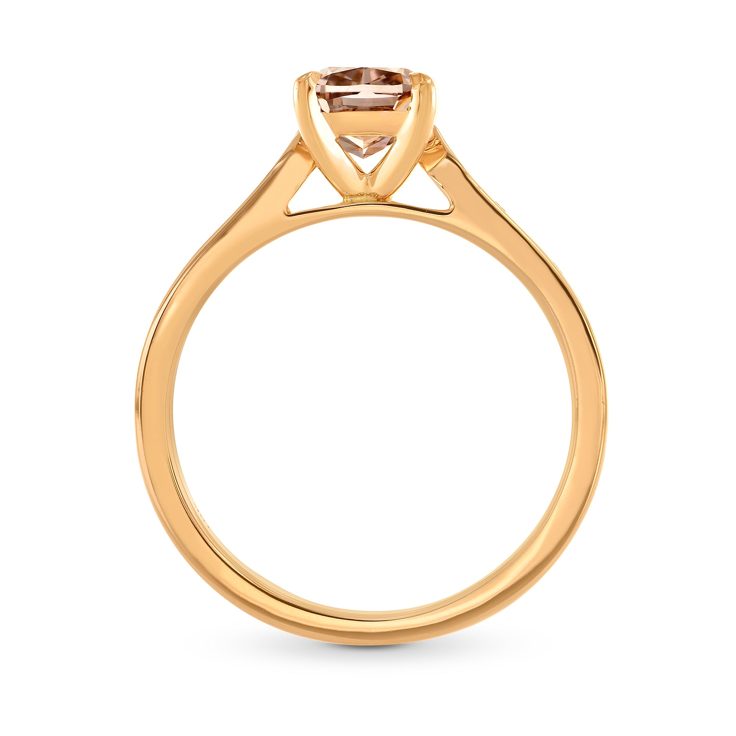 Fancy Brown Cushion & Pave Side-stone Diamond Ring