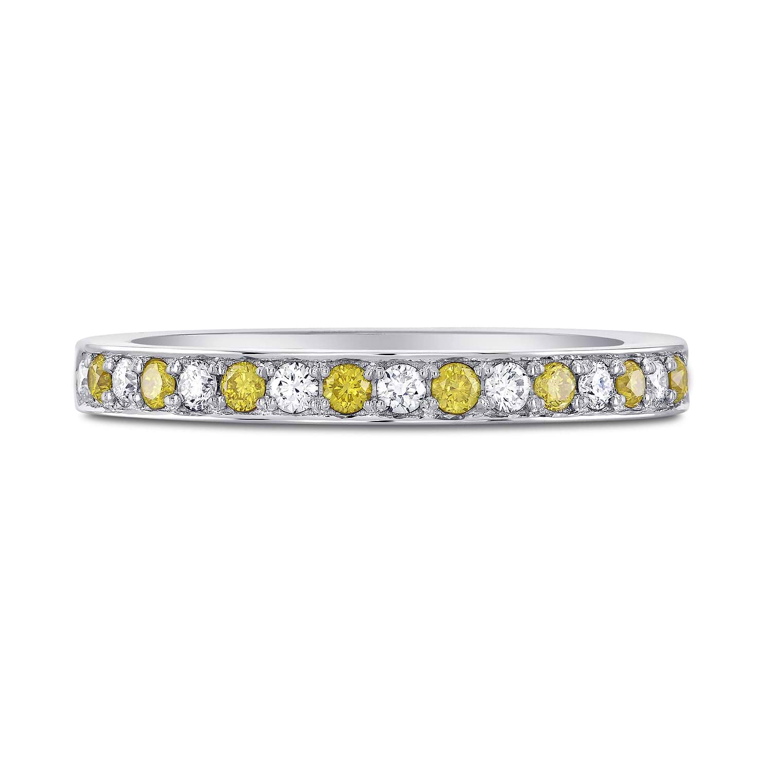 Fancy Vivid Yellow and White Diamond Band Ring