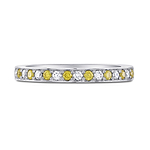 Fancy Vivid Yellow and White Diamond Band Ring