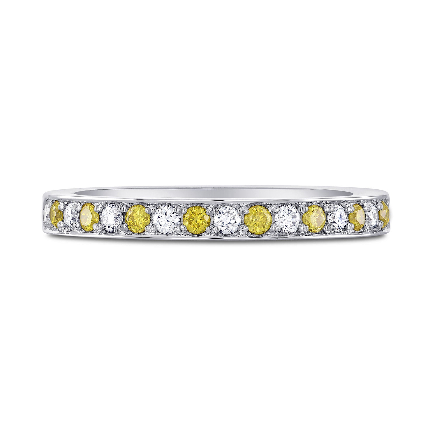 Fancy Vivid Yellow and White Diamond Band Ring
