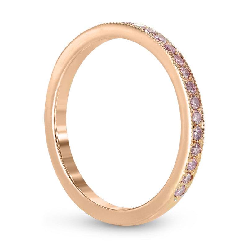 Rose Gold Fancy Light Pink Diamond Half-Eternity Milgrain Wedding Band Ring - 2