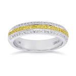 Fancy Intense Yellow and White Pave Diamond Milgrain Band Ring