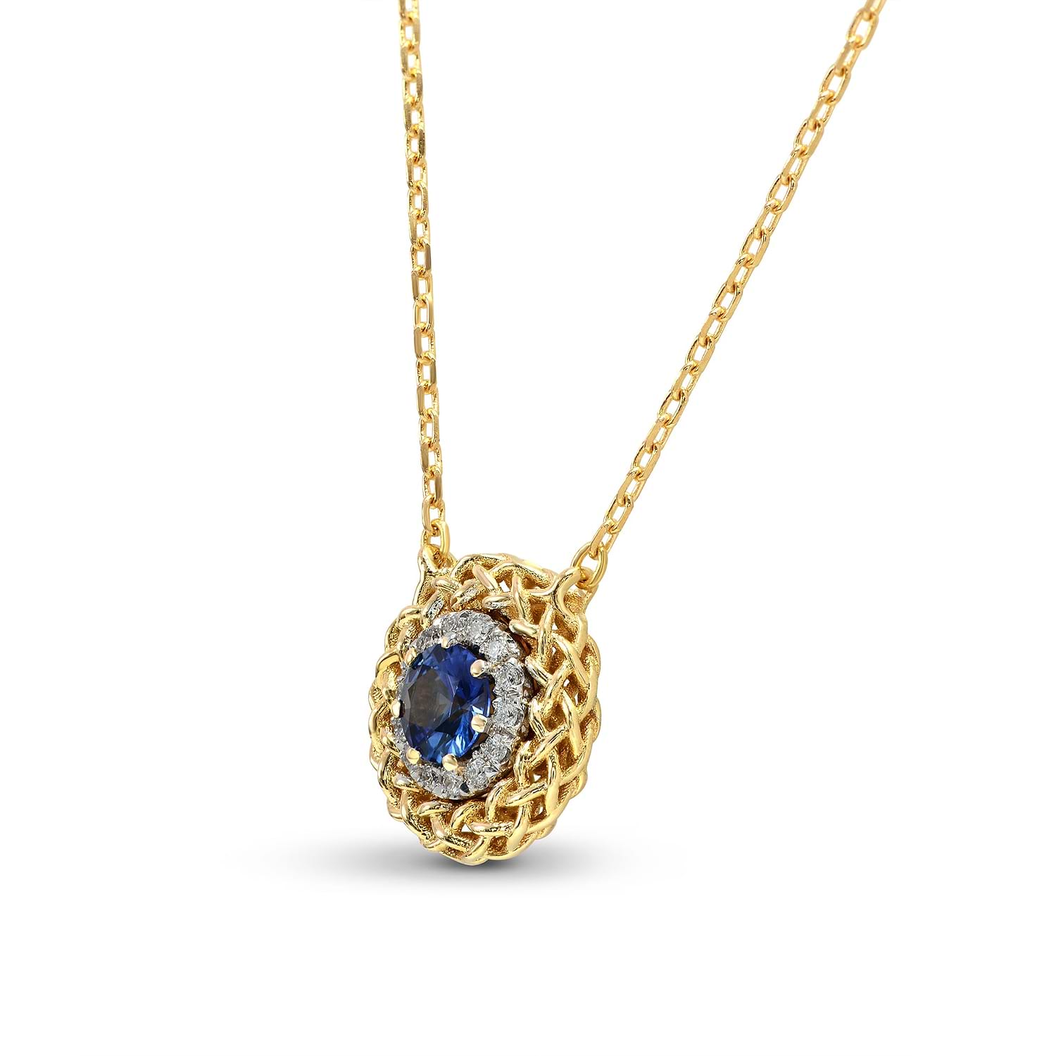 Sapphire & Diamond Basket Pendant - 2