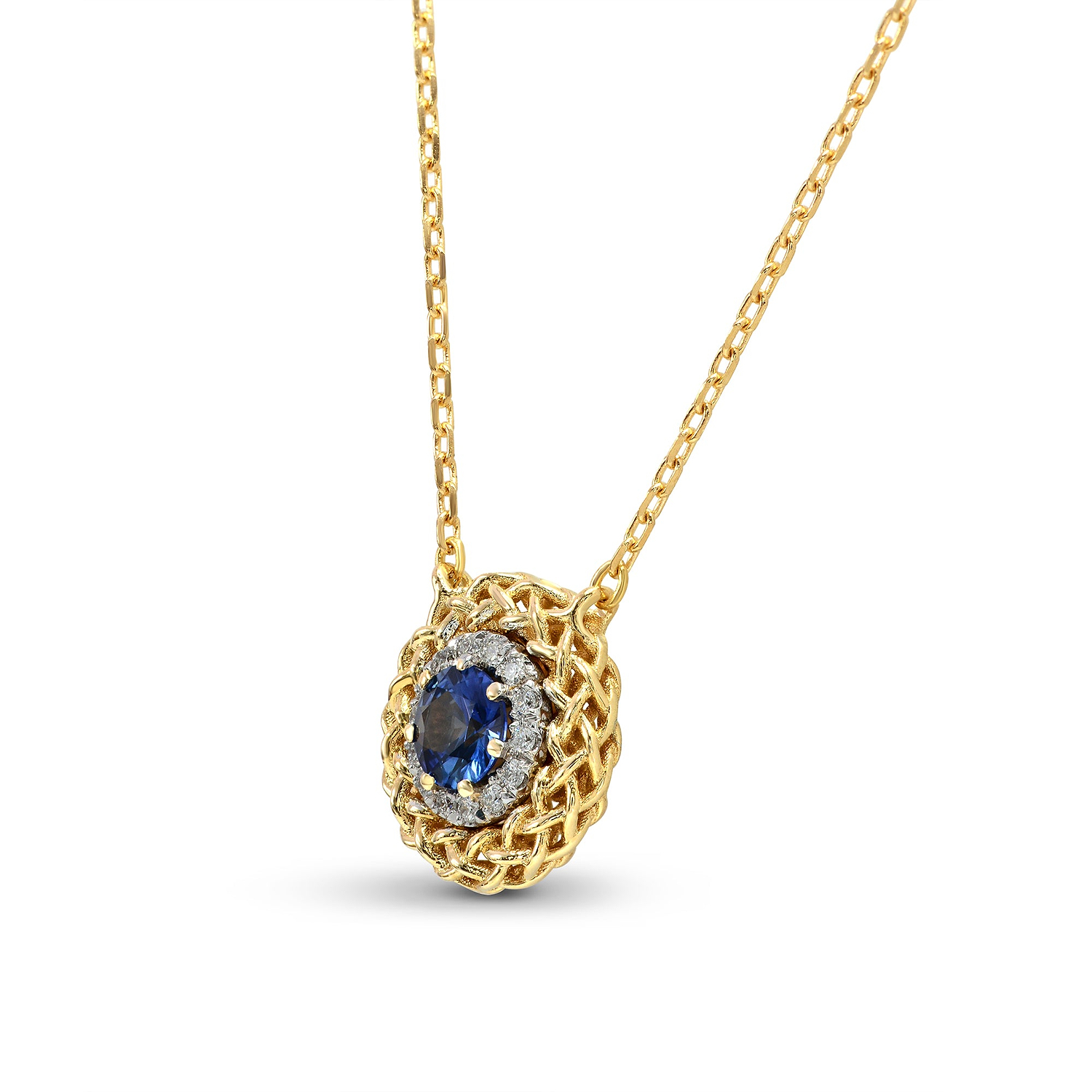 Sapphire & Diamond Basket Pendant - 2