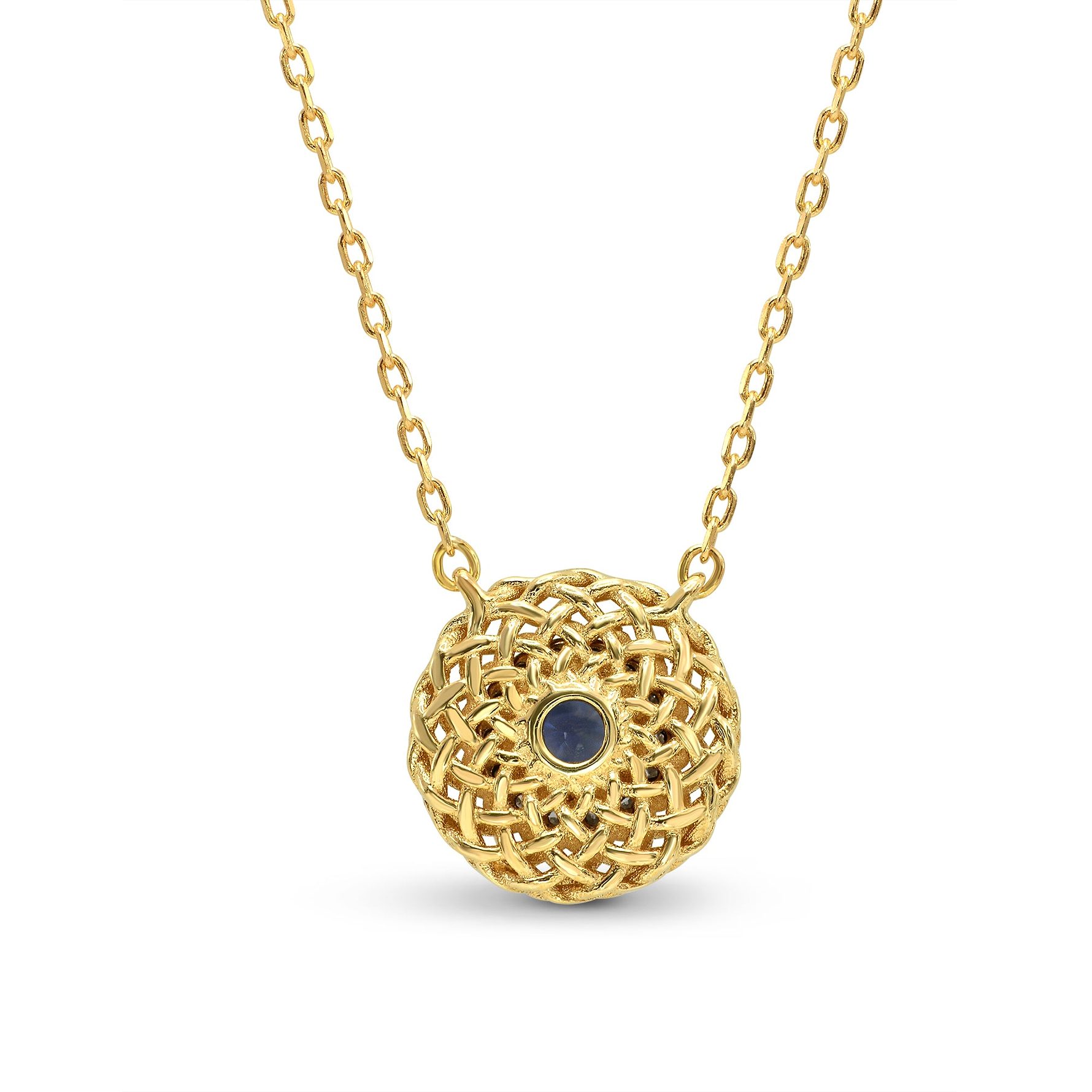 Sapphire & Diamond Basket Pendant - 4