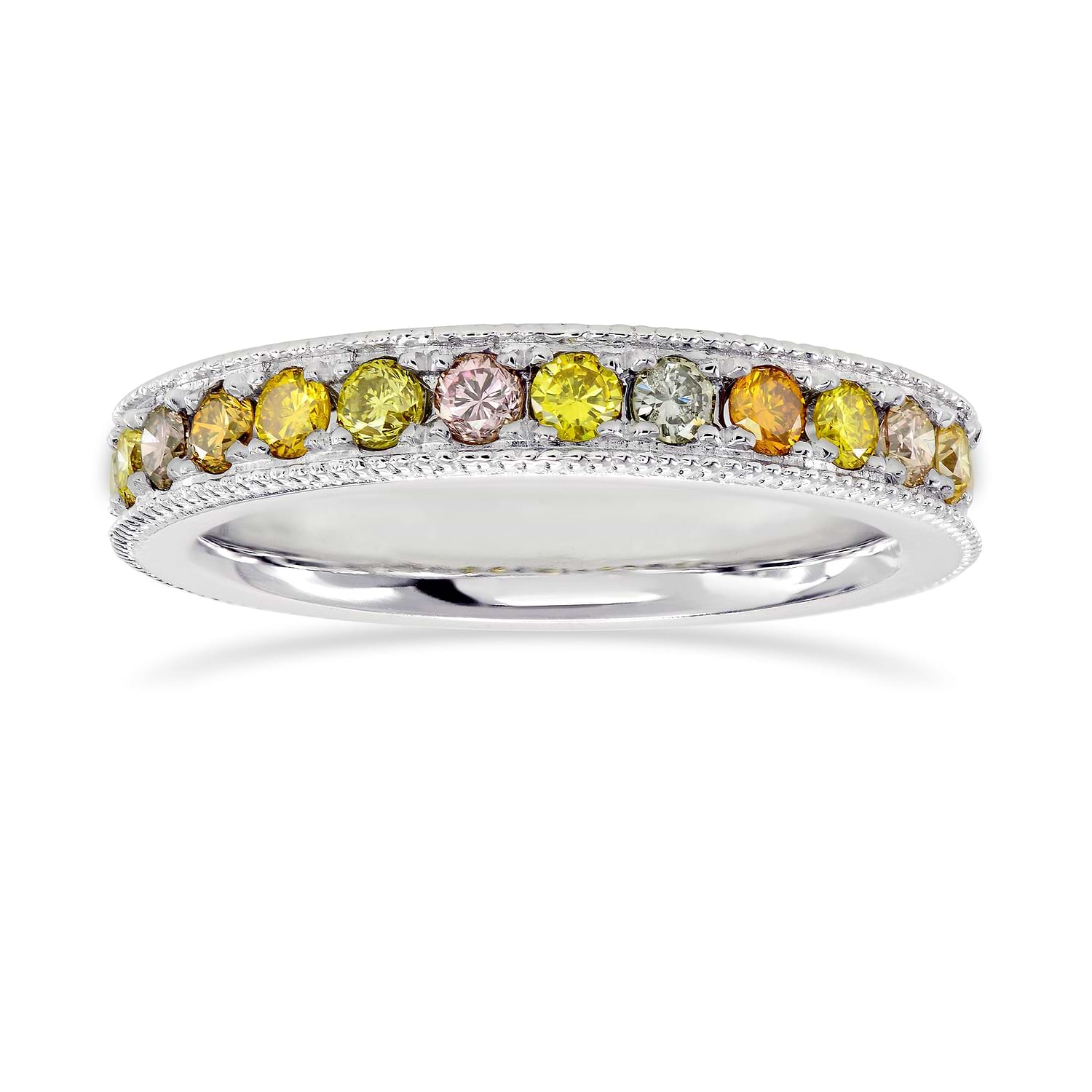 Multicolored Diamond Milgrain Band