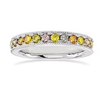 Multicolored Diamond Milgrain Band