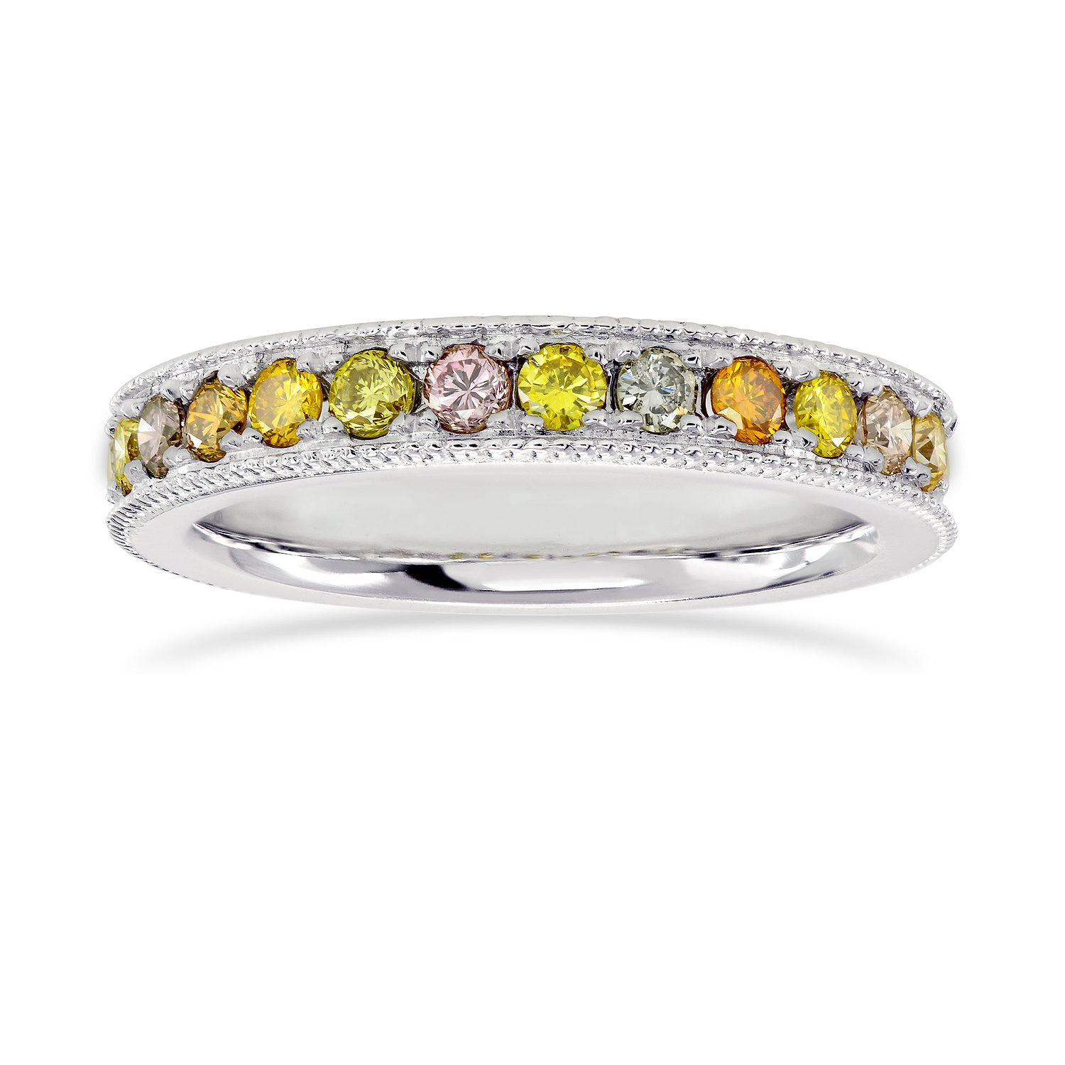 Multicolored Diamond Milgrain Band