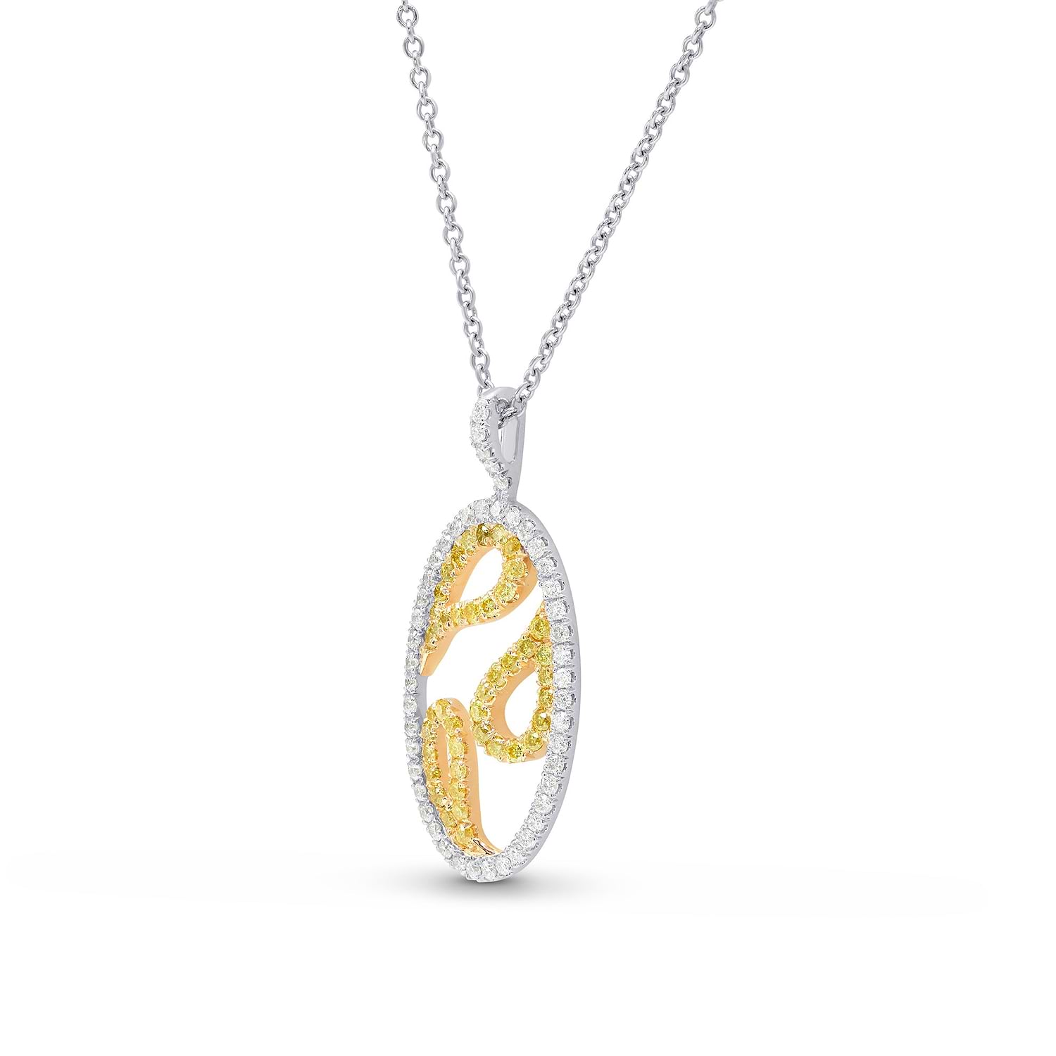 Fancy Intense Yellow & White Diamond Pendant - 2