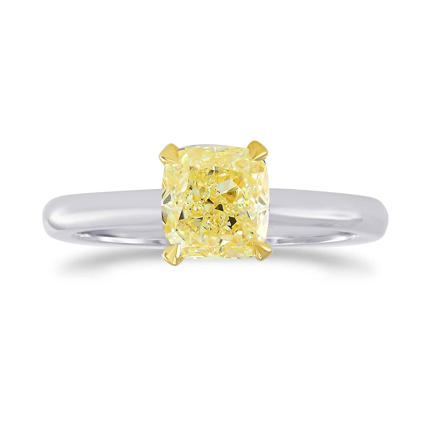 Fancy Yellow Cushion Diamond Solitaire Ring