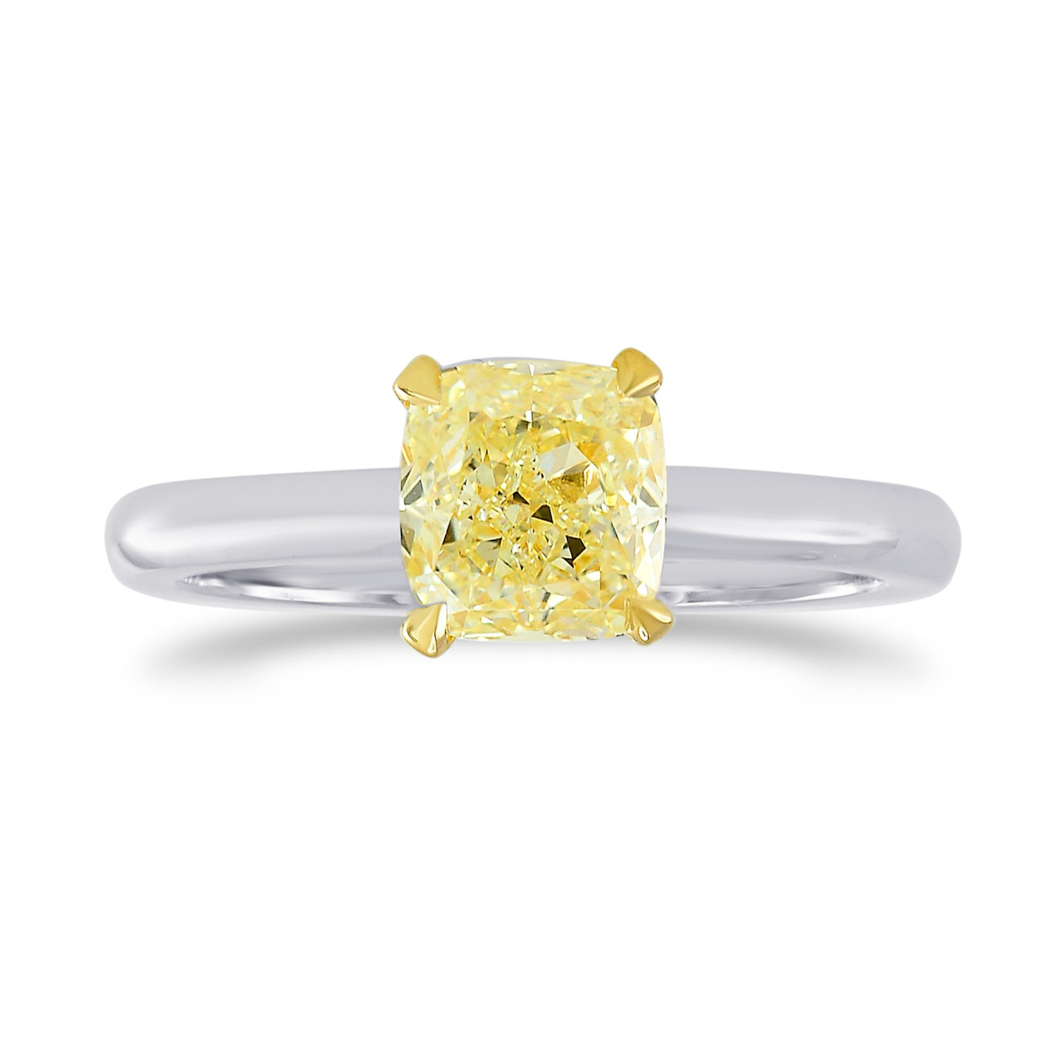 Fancy Yellow Cushion Diamond Solitaire Ring