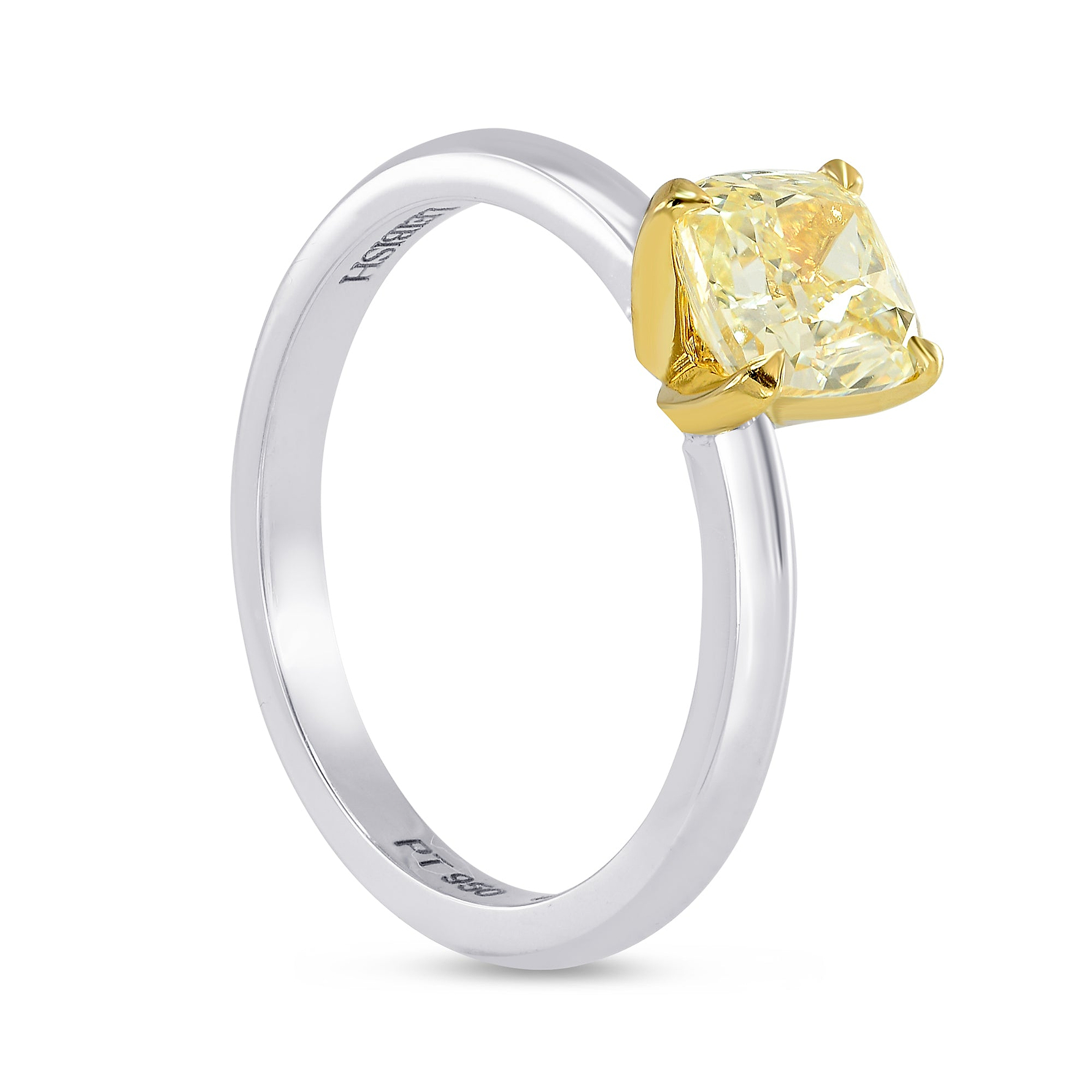 Fancy Yellow Cushion Diamond Solitaire Ring - 4