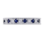 Milgrain Sapphire and Diamond Band Ring