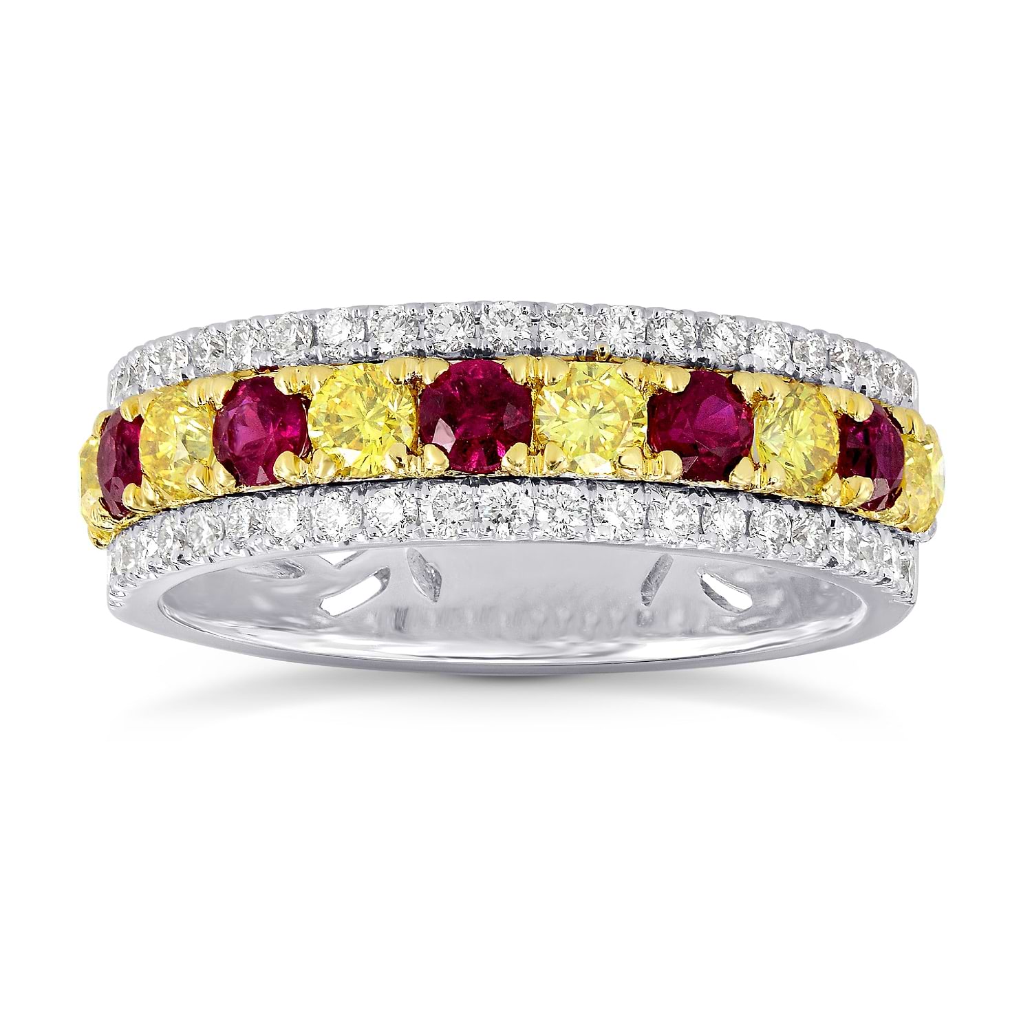 Ruby & Fancy Intense Yellow Diamond Band Ring