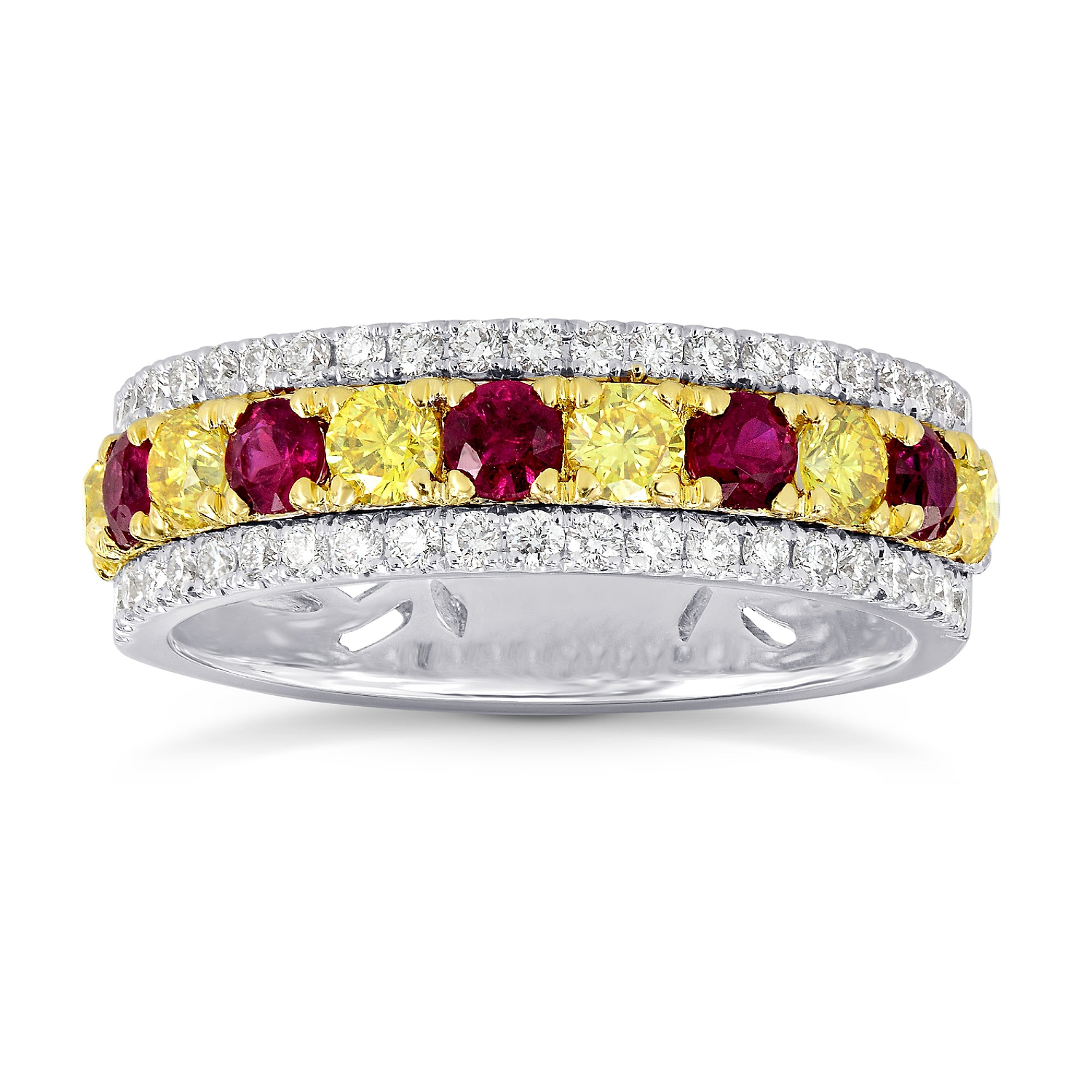 Ruby & Fancy Intense Yellow Diamond Band Ring