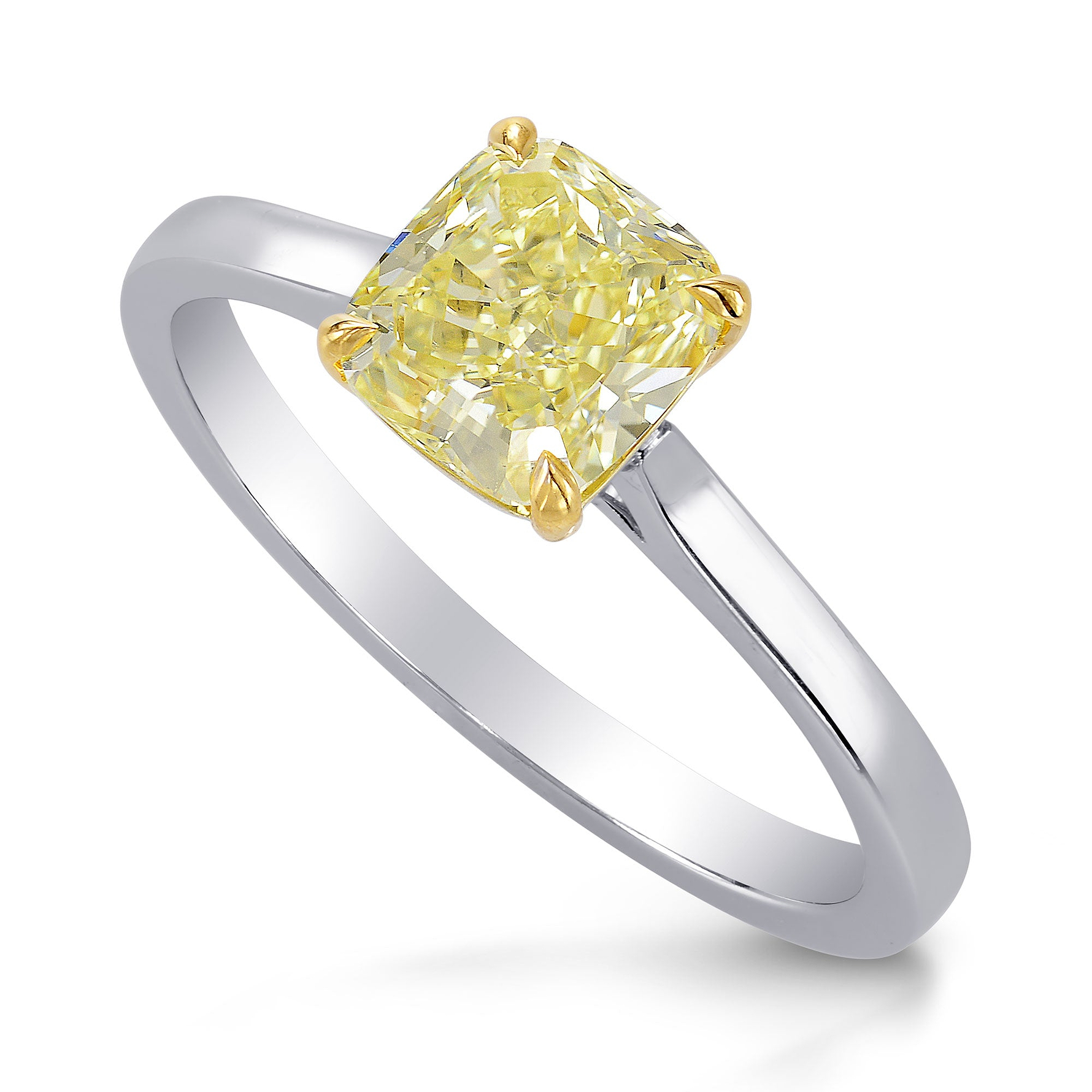 Fancy Yellow Cushion Diamond Solitaire Ring - 3