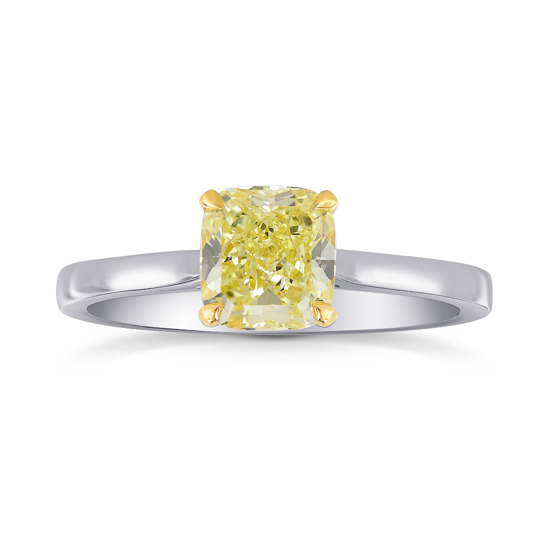 Fancy Yellow Cushion Diamond Solitaire Ring