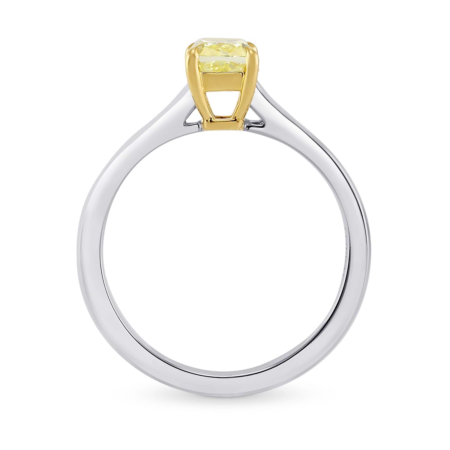 0.70 Carat Fancy Yellow Cushion Diamond Simple Solitaire Ring - 2