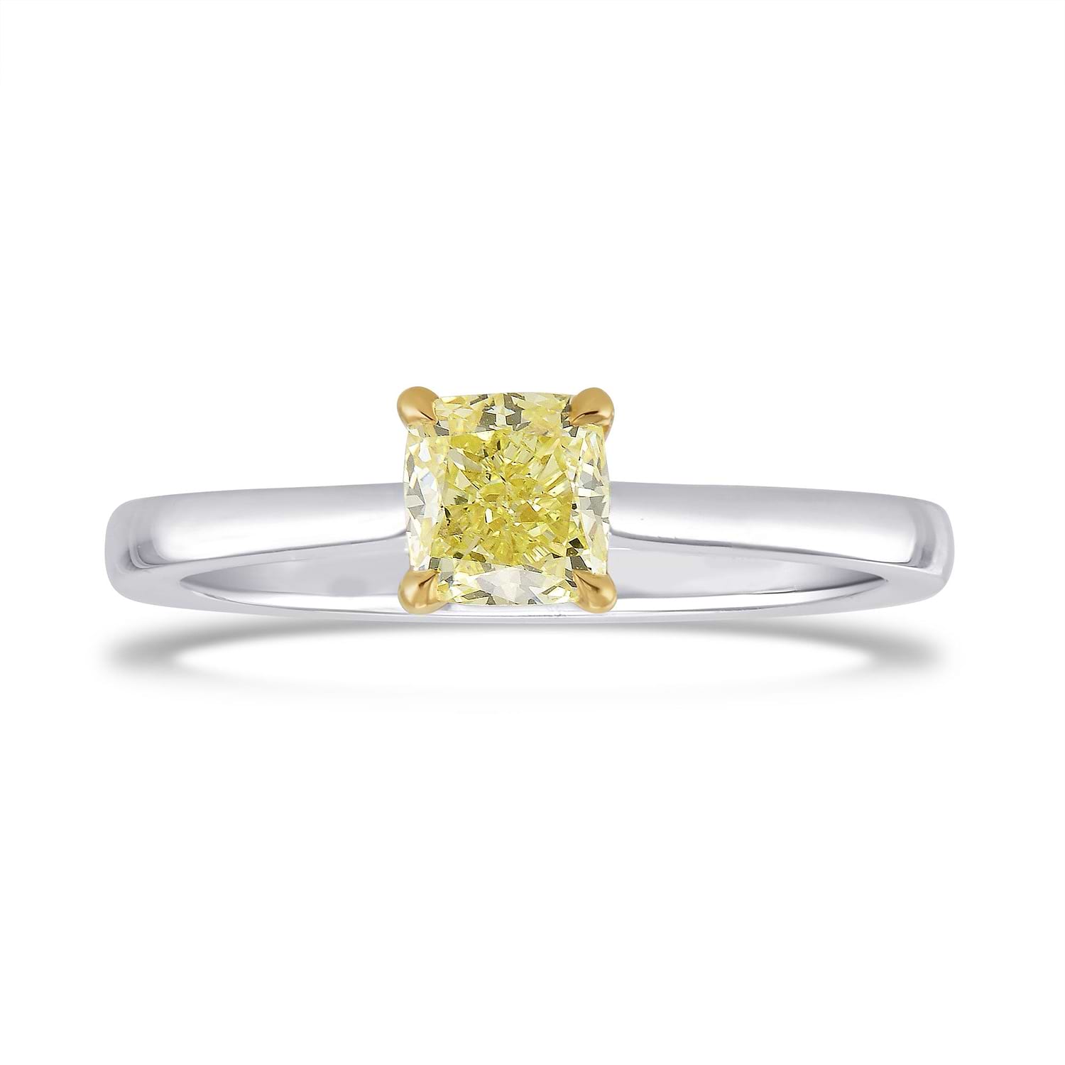 0.70 Carat Fancy Yellow Cushion Diamond Simple Solitaire Ring