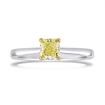 0.70 Carat Fancy Yellow Cushion Diamond Simple Solitaire Ring