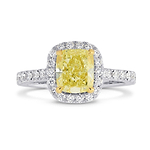 Fancy Yellow Cushion Diamond Carriage Halo Ring
