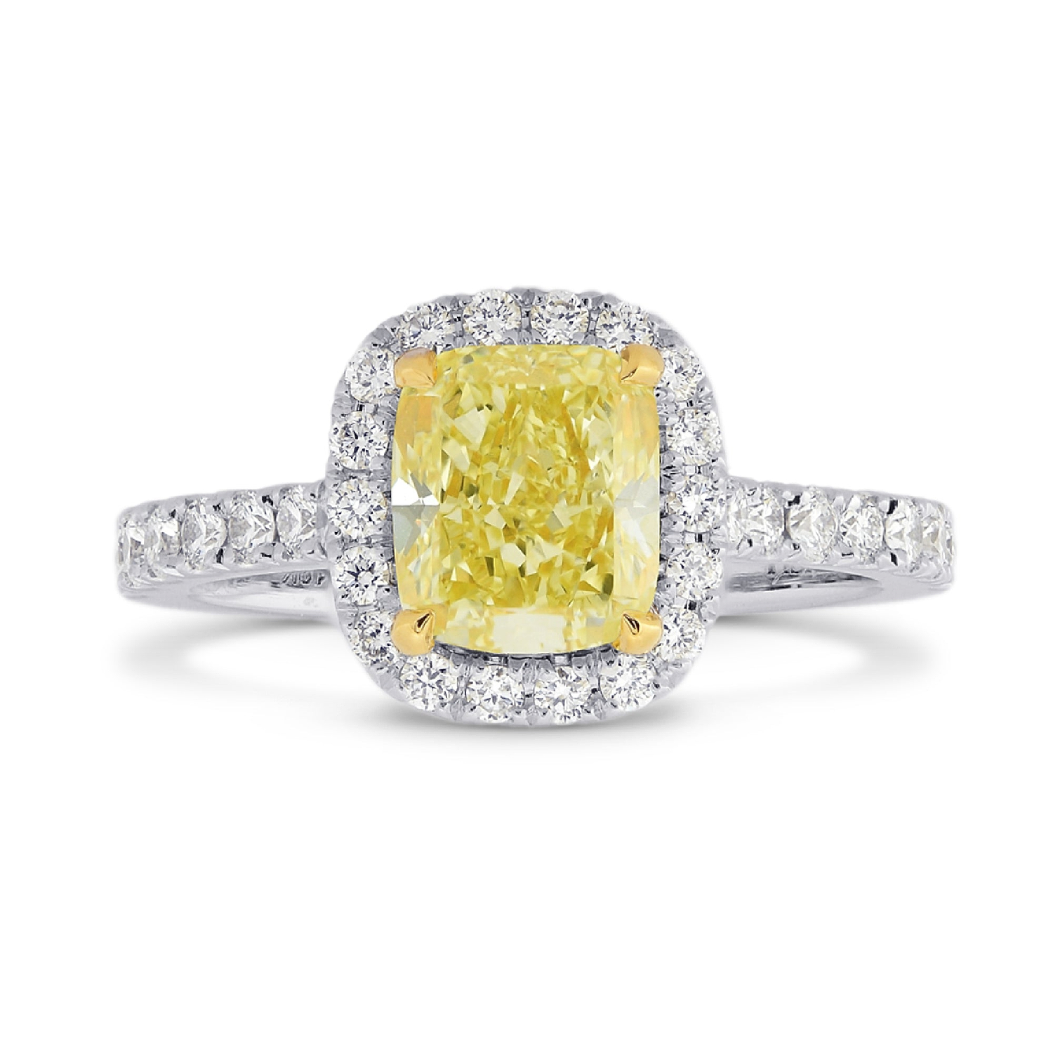 Fancy Yellow Cushion Diamond Carriage Halo Ring