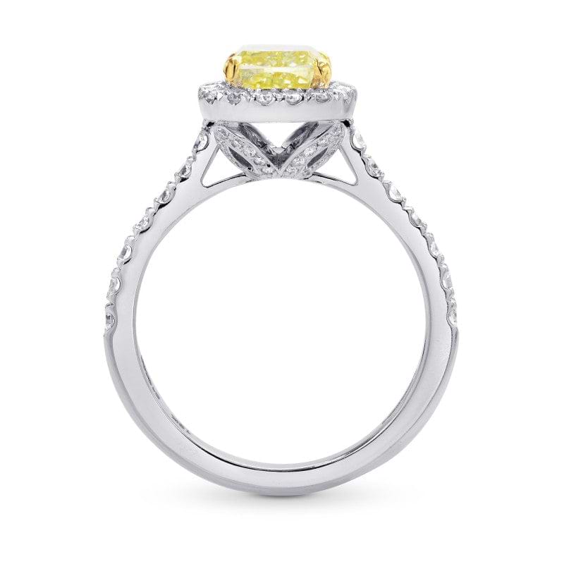 Fancy Yellow Cushion Diamond Carriage Halo Ring - 2