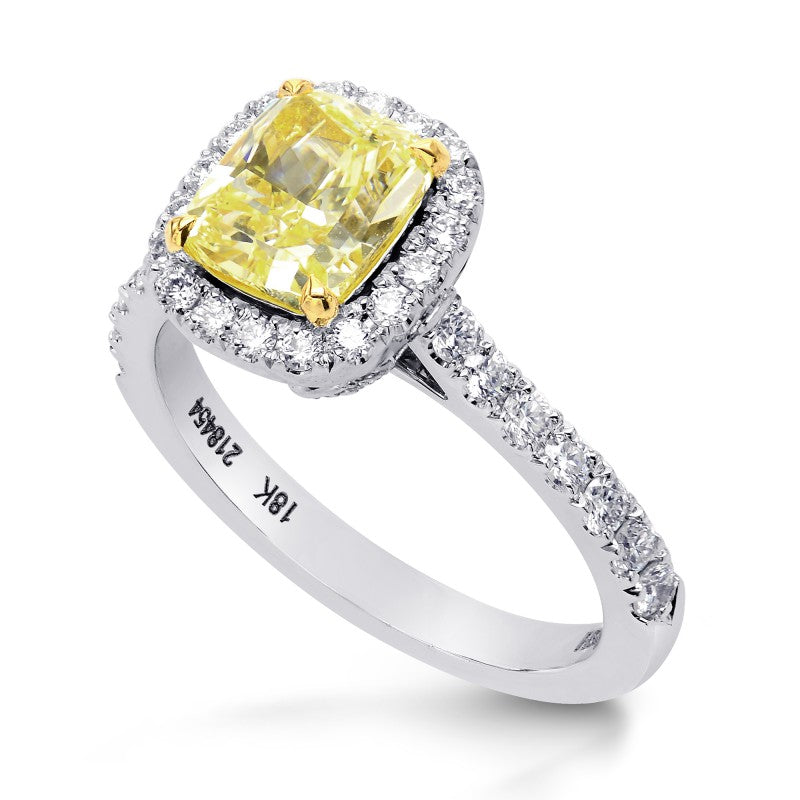 Fancy Yellow Cushion Diamond Carriage Halo Ring - 3