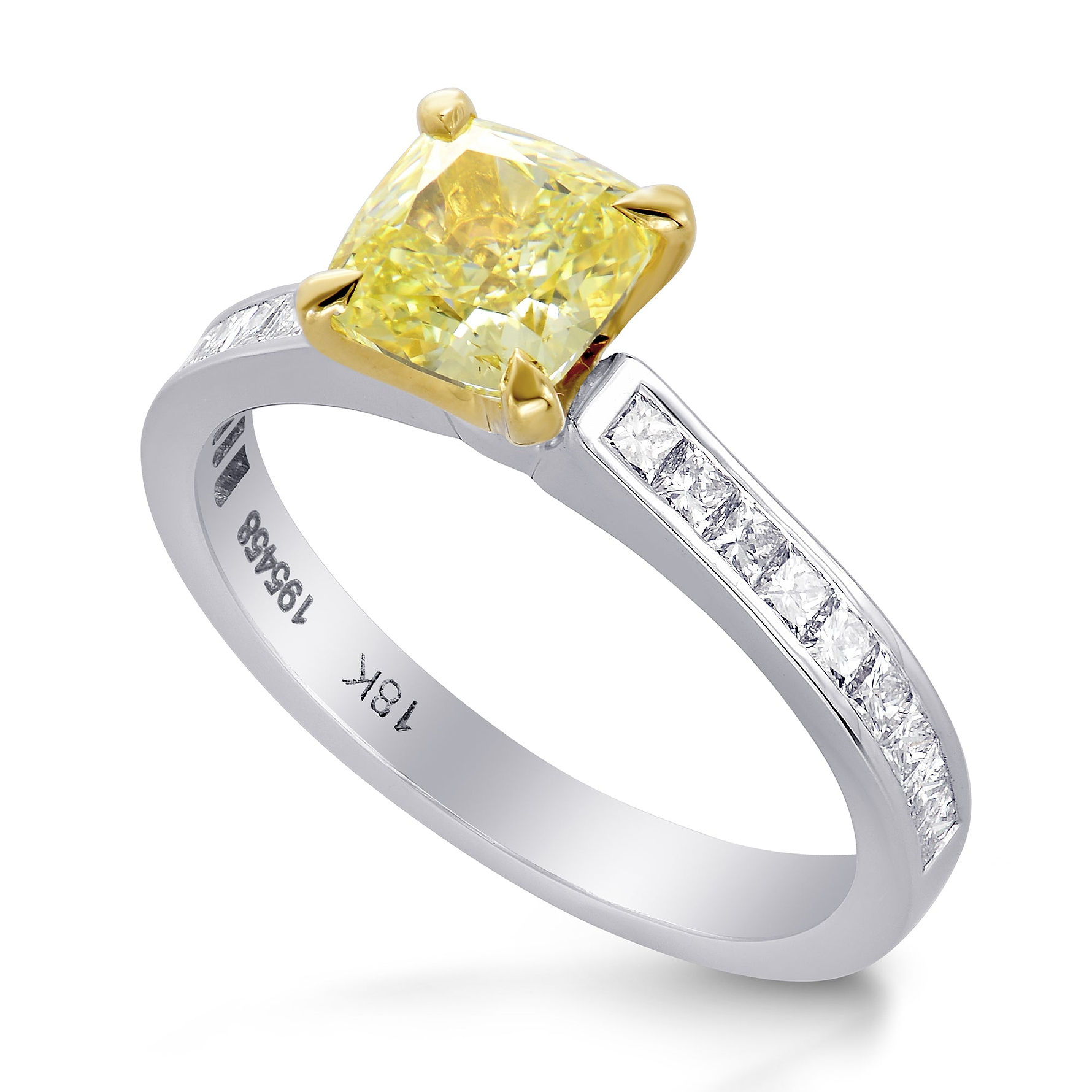 Fancy Yellow Cushion & Princess Diamond Ring - 3