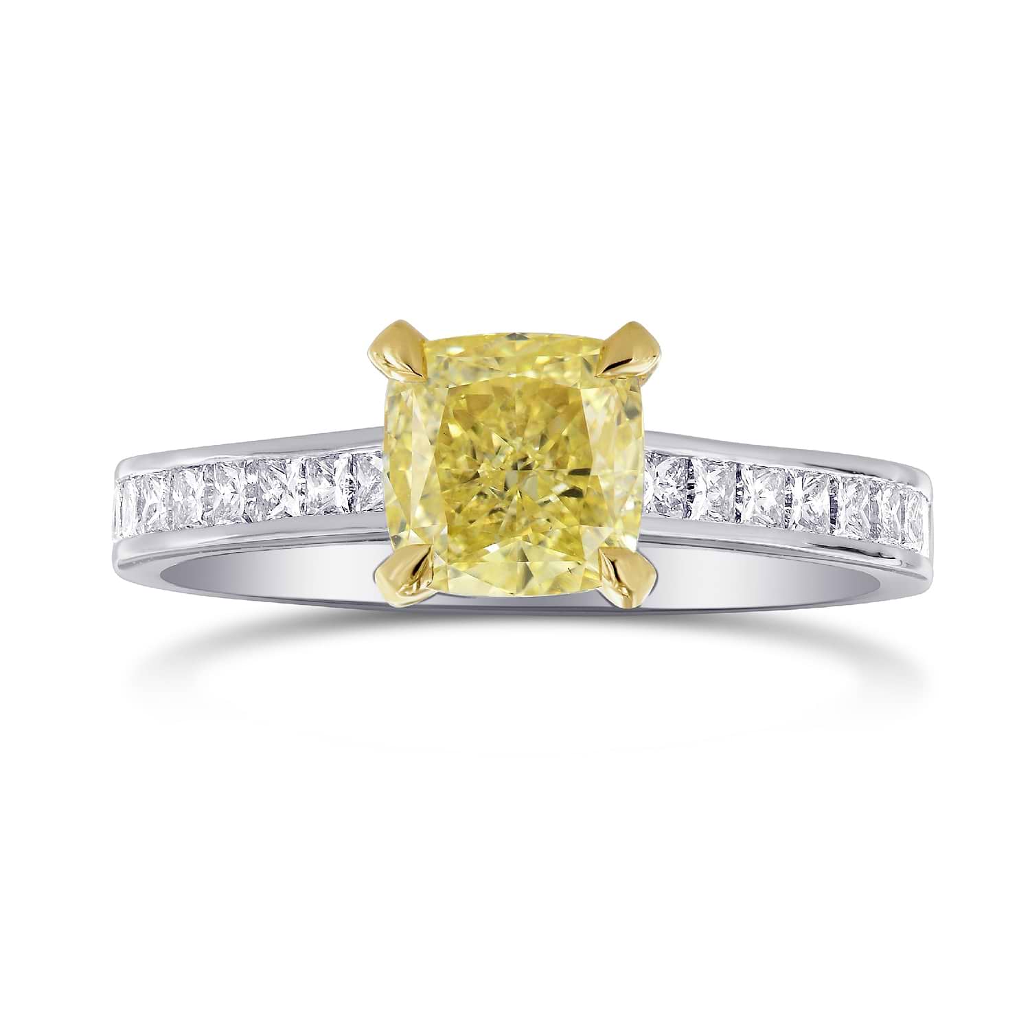 Fancy Yellow Cushion & Princess Diamond Ring