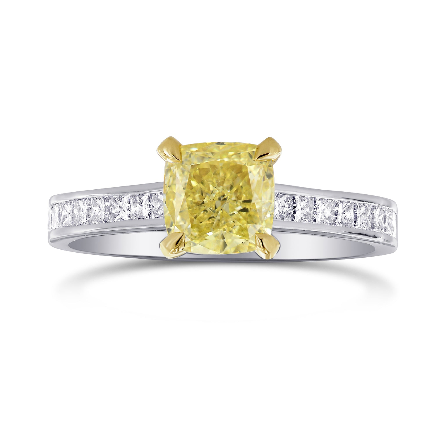 Fancy Yellow Cushion & Princess Diamond Ring