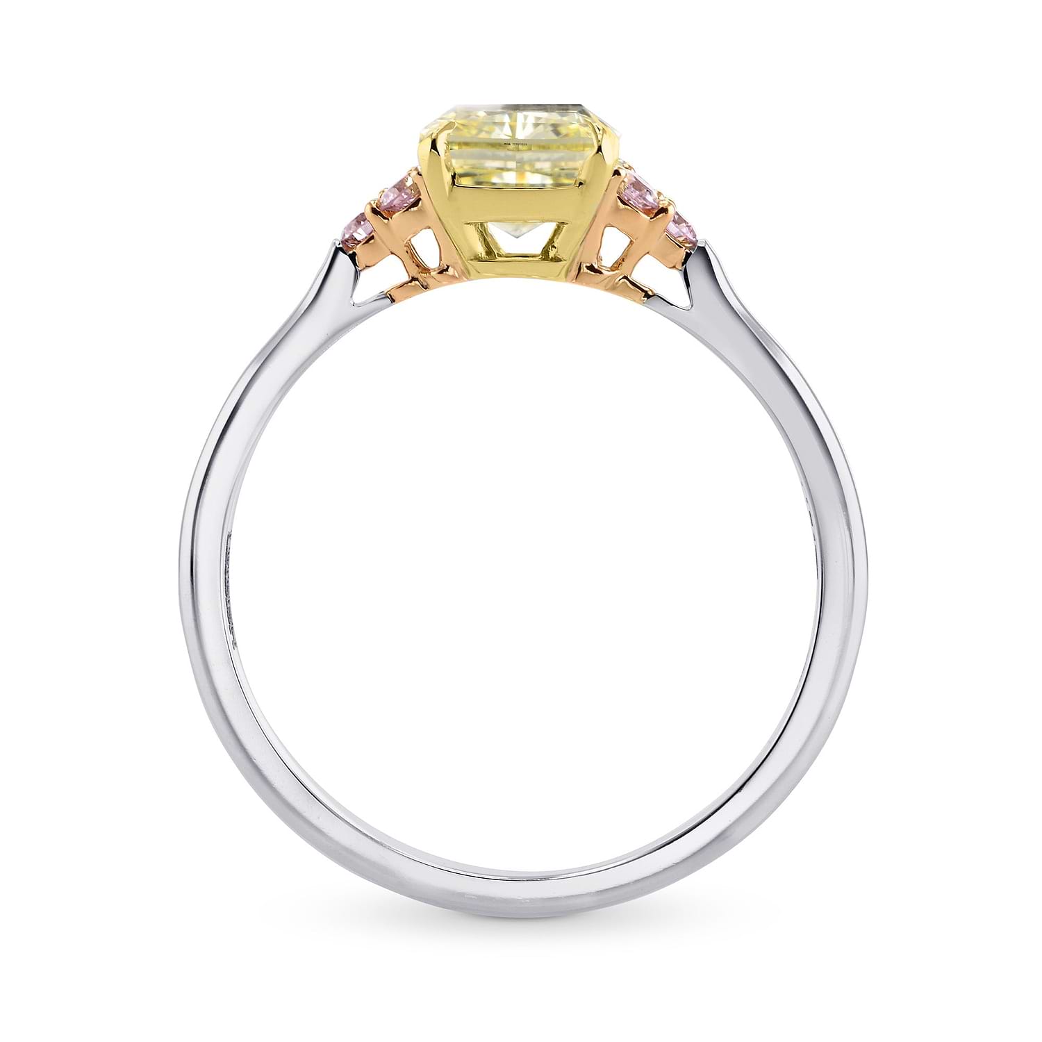 Fancy Yellow Cushion & Pink Diamond Ring - 2