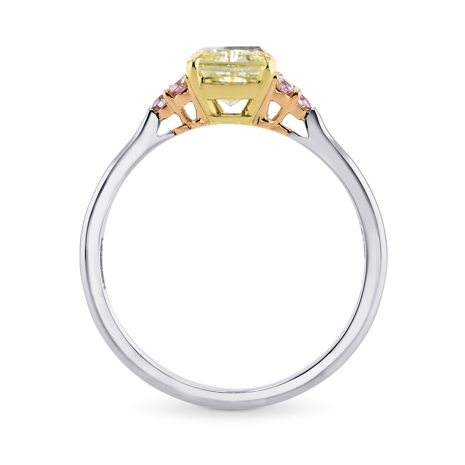 Fancy Yellow Cushion & Pink Diamond Ring - 2