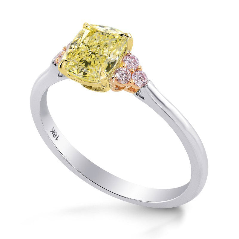 Fancy Yellow Cushion & Pink Diamond Ring - 3