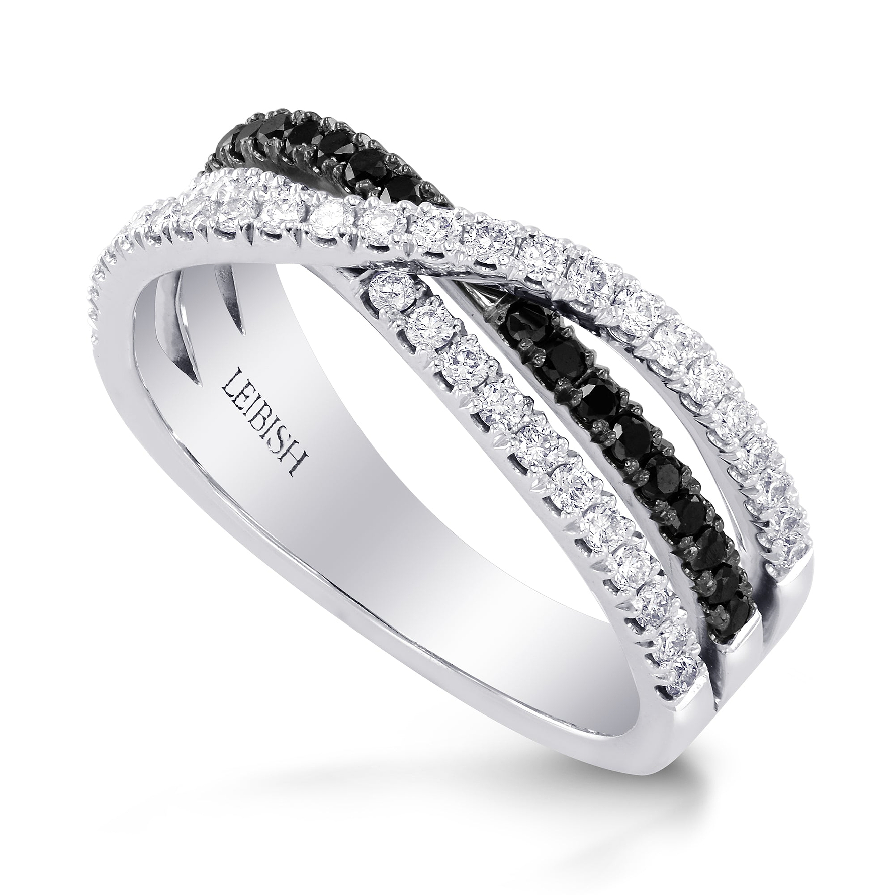 Black Diamond Cross-over Pave Band Ring - 3
