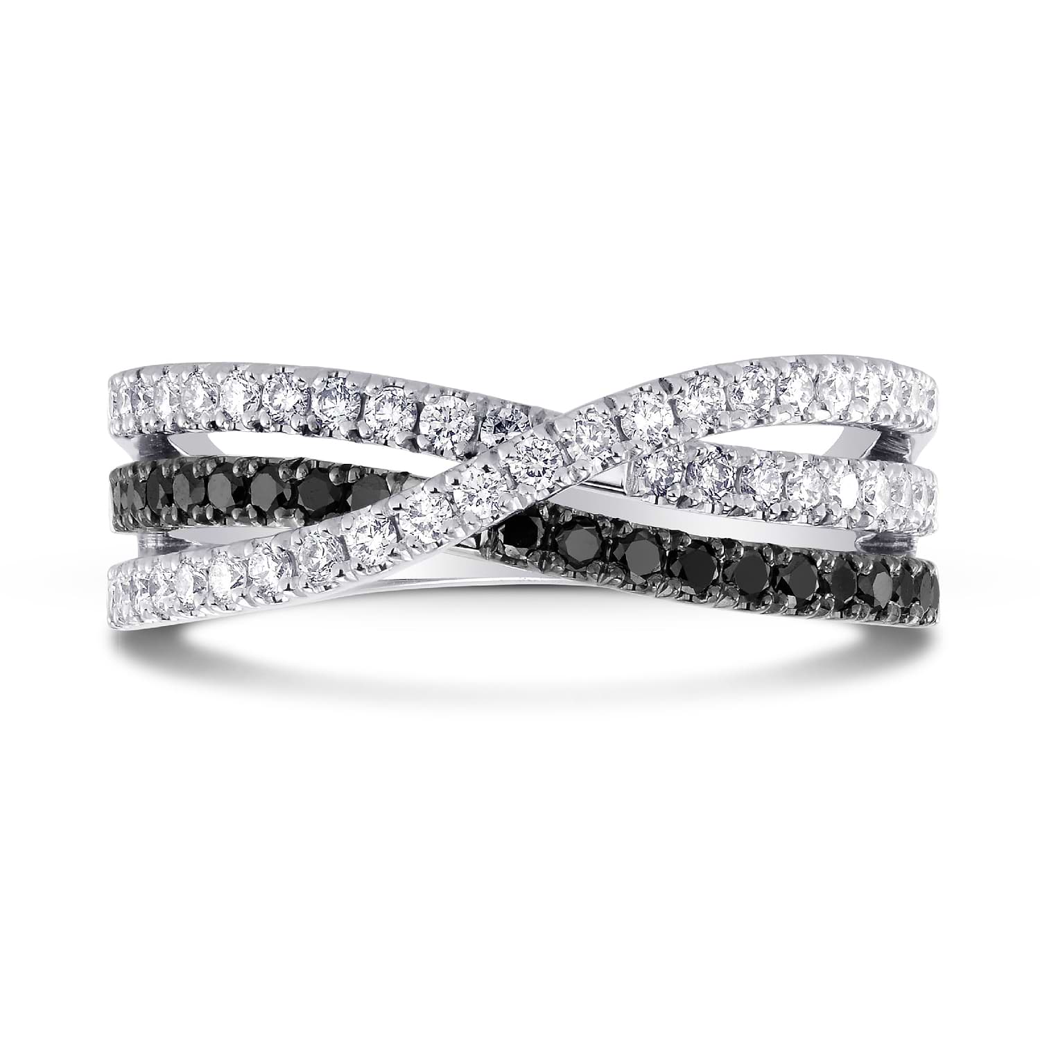 Black Diamond Cross-over Pave Band Ring