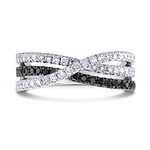 Black Diamond Cross-over Pave Band Ring