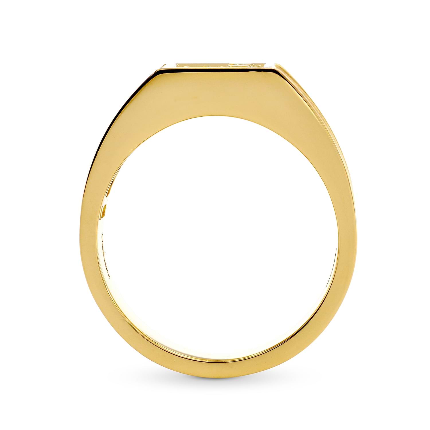 Fancy Yellow Cushion Diamond Mens Ring - 2