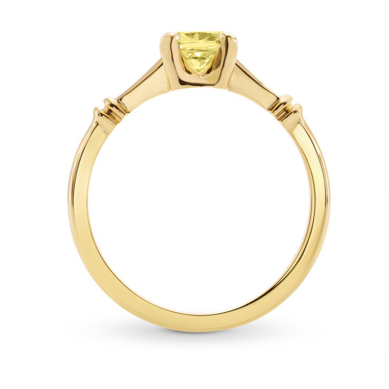 Fancy Yellow Cushion Diamond Solitaire Ring - 2