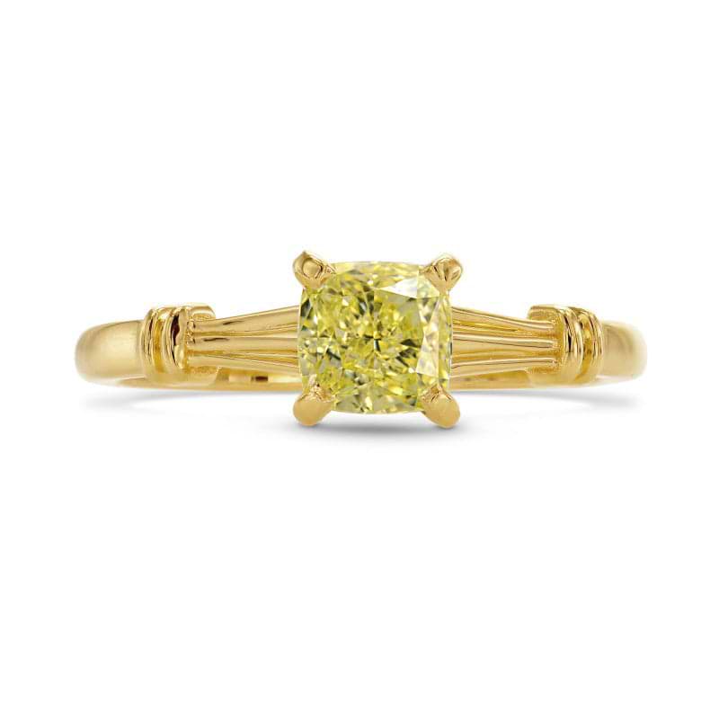 Fancy Yellow Cushion Diamond Solitaire Ring